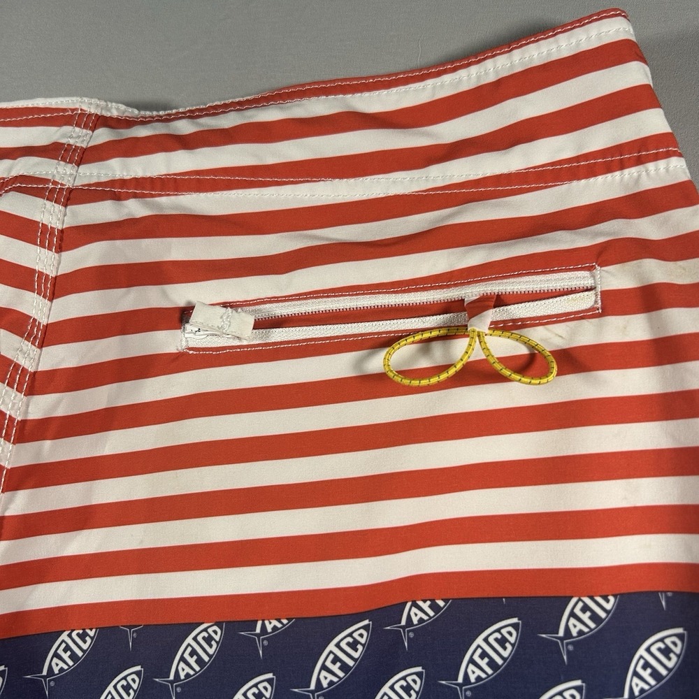 Mens AFTCO‎ Board Shorts 4th July USA Flag Red White Blue Swim Trunks 30 Summer - Picture 7 of 9